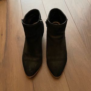 ALDO Faux Suede Booties in Black with Brown Sole - Size 36